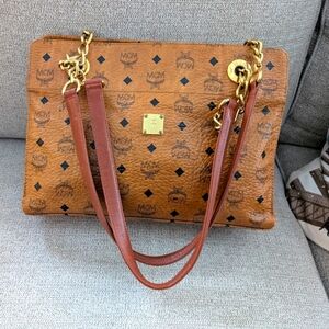 MCM Cognac Visetos Tote w/24K Gold Plated Hardware